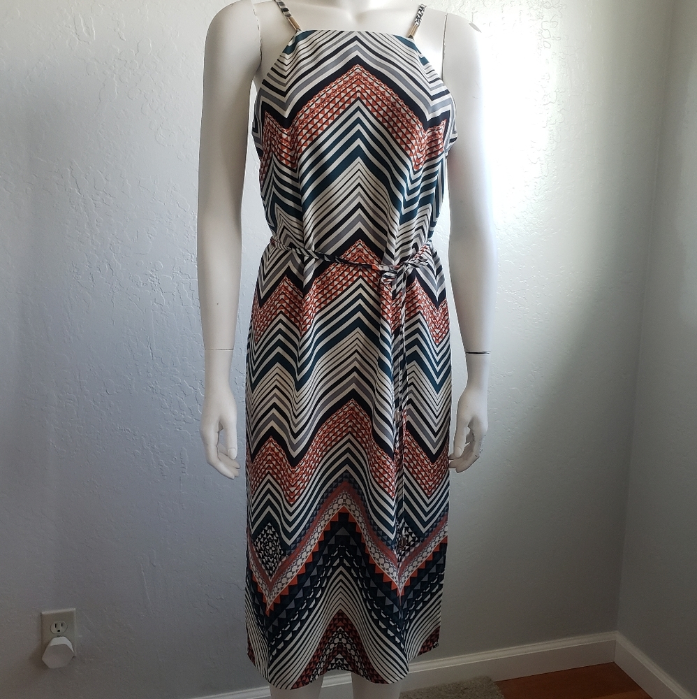 | Oasis Vintage Maxi Dress | Color: Green Orange | Size: 12 | UK Brand |
